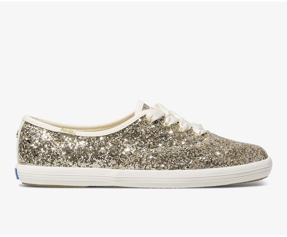 Zapatillas Keds Mujer Doradas - Kate Spade New York Champion Glitter - 103-HGEQUX